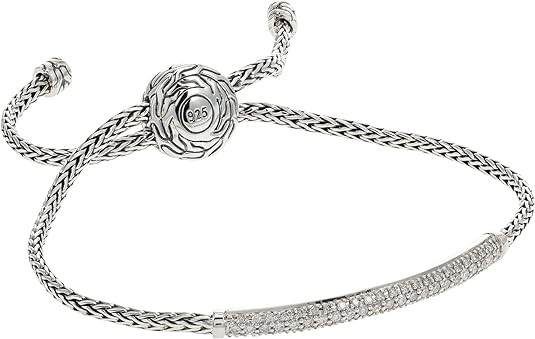 John Hardy Classic Chain Silver Mini Chain Pull Through Bracelet Diamond MD/LG
