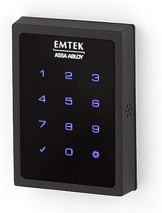 Emtek Electric Touchscreen Keypad Smart Latches - 8 Month Connect, Flat Black Coated (US19), Model: EMP1101US19