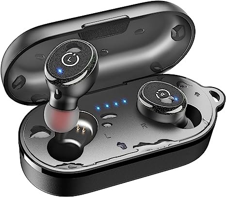 TOZO T10 Bluetooth 5.3 Wireless Earbuds with Wireless Charging Case IPX8 Waterproof Stereo Headphones Built-in Microphone Headphones Premium Sound with Deep Bass Sport Black