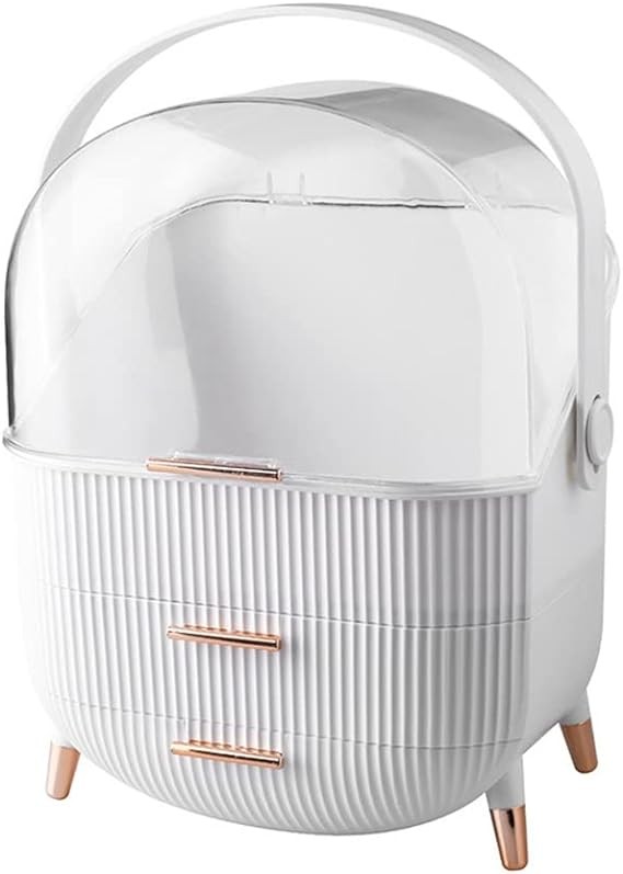 WENLII large-capacity cosmetic storage box waterproof and dustproof bathroom desktop beauty makeup storage box skin care storage drawer (Color: OneColor, Size: 28.6 * 37cm)