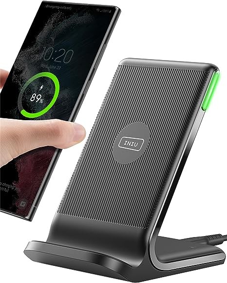 INIU wireless charger, 15W fast wireless charging station with sleep-friendly adaptive light, compatible with iPhone 15 14 13 12 Pro XR XS 8 Plus Samsung Galaxy S23 S22 S21 S20 Note 20 10 Google and m
