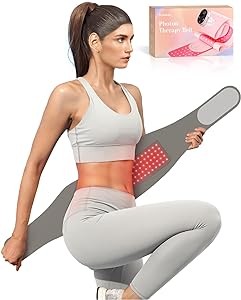 Scienlodic Wireless Red Light Therapy Belt - Rechargeable Infrared Light Therapy Device for Body - Vibration Wrap for Waist, Back, Belly, Thigh (Gray)